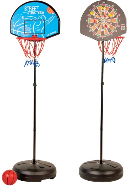 My Hood - Basketkorg och Dart i ett stativ - Med plastboll, pilar och pump